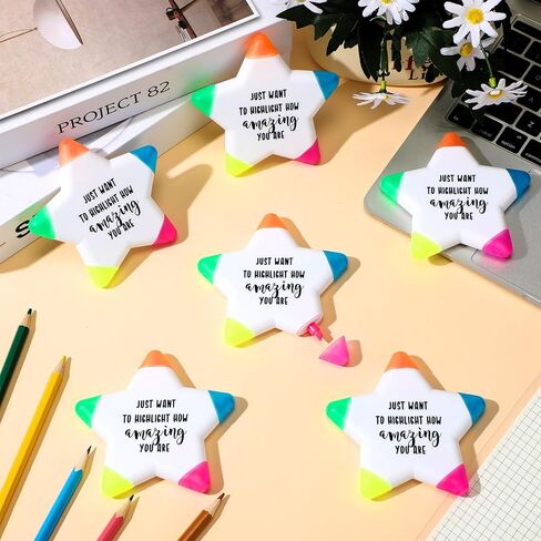 10 Sets Graduation Inspirational Highlighters Brush Tip Bulk 5 in 1 Inspirational Highlighters Brush Affirmation Gifts Class Awards for Kids Students Awards Gifts Bulk from Teachers(Star 1) in Saudi Arabia