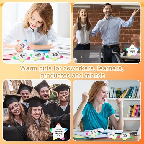 10 Sets Graduation Inspirational Highlighters Brush Tip Bulk 5 in 1 Inspirational Highlighters Brush Affirmation Gifts Class Awards for Kids Students Awards Gifts Bulk from Teachers(Star 1) in Saudi Arabia