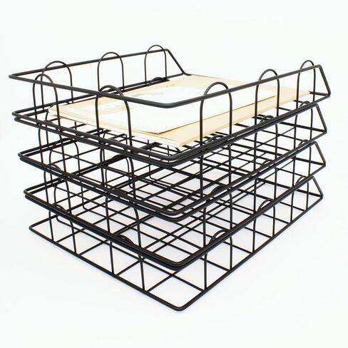 JIARI 2 Pack Desk Organizer Stackable Letter Tray Paper Organizer, Metal Desk Organizer Tray for Letter/A4 Paper Storage, for Office Supplies (Gold 2 Pack) in Kuwait