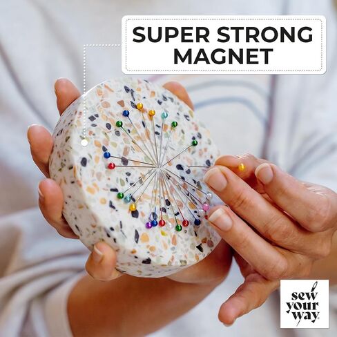 Sew Your Way Terrazzo Magnetic Pin Dish – Pin Holder for Sewing, Quilting & Crafting | Unique Gift for Sewers & Quilters | Stylish Sewing Accessory | Large Magnetic Pin Cushion & Fabric Weight in Saudi Arabia