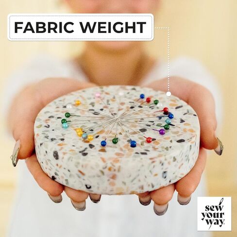 Sew Your Way Terrazzo Magnetic Pin Dish – Pin Holder for Sewing, Quilting & Crafting | Unique Gift for Sewers & Quilters | Stylish Sewing Accessory | Large Magnetic Pin Cushion & Fabric Weight in Saudi Arabia
