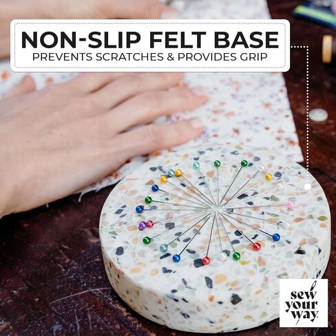 Sew Your Way Terrazzo Magnetic Pin Dish – Pin Holder for Sewing, Quilting & Crafting | Unique Gift for Sewers & Quilters | Stylish Sewing Accessory | Large Magnetic Pin Cushion & Fabric Weight in Saudi Arabia