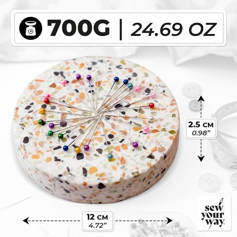 Sew Your Way Terrazzo Magnetic Pin Dish – Pin Holder for Sewing, Quilting & Crafting | Unique Gift for Sewers & Quilters | Stylish Sewing Accessory | Large Magnetic Pin Cushion & Fabric Weight in Saudi Arabia
