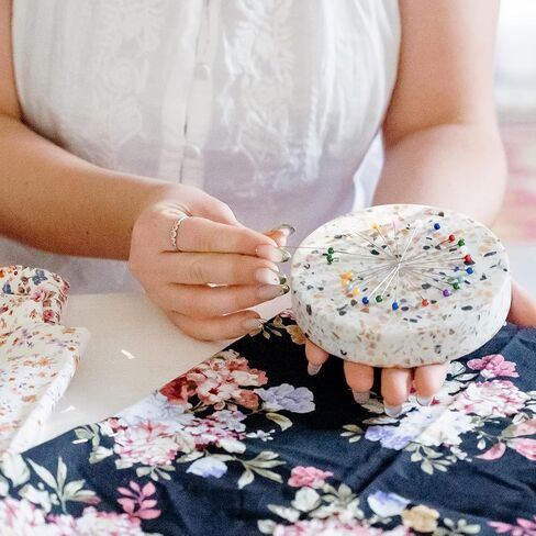 Sew Your Way Terrazzo Magnetic Pin Dish – Pin Holder for Sewing, Quilting & Crafting | Unique Gift for Sewers & Quilters | Stylish Sewing Accessory | Large Magnetic Pin Cushion & Fabric Weight in Saudi Arabia