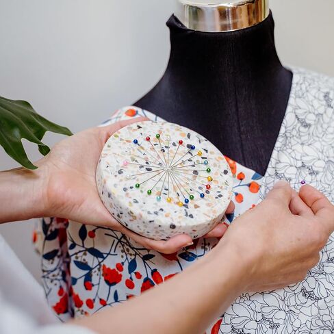 Sew Your Way Terrazzo Magnetic Pin Dish – Pin Holder for Sewing, Quilting & Crafting | Unique Gift for Sewers & Quilters | Stylish Sewing Accessory | Large Magnetic Pin Cushion & Fabric Weight in Saudi Arabia
