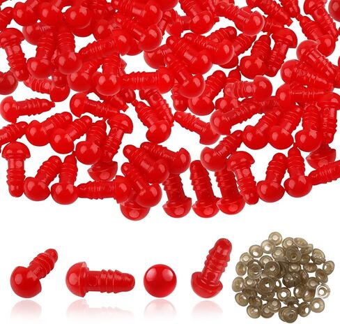 TOAOB 50pcs 8mm Safety Eyes for Amigurumis with Washers Red Crochet Eyes Plastic Craft Safety Eyes for Stuffed Animals Bears Doll Making in Saudi Arabia