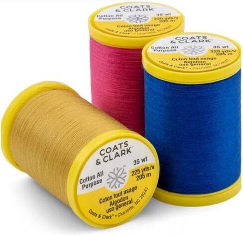 Coats & Clark Cotton All Purpose Sewing Thread - 100% Mercerized Cotton - 225 Yards - S970-2 Pack Bundle with 3 Bella's Crafts Needle Threaders (Natural) in Kuwait