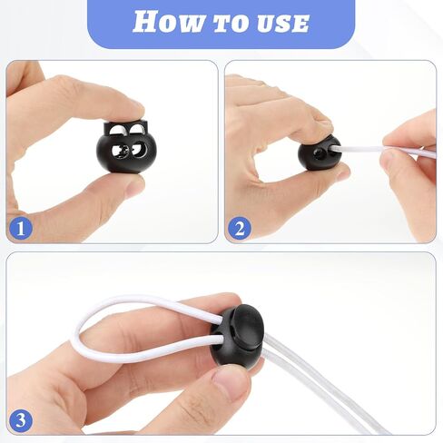 24 Pcs Black Plastic Spring Cord Lock Toggle Stopper for Drawstring, Double Hole Cord Locks Spring Stop Toggle Stoppers Black Cord Lock Shoelaces Backpack Bags Paracord in Saudi Arabia