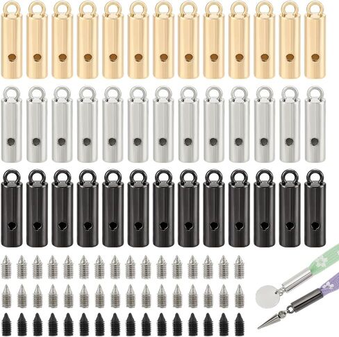 PH PandaHall 48pcs Shoelaces Tips 3 Colors Alloy Shoelace Aglets Screw Shoelace Head for DIY Shoe Laces Tips Protector Shoelace Head and Cords End Aglet Replacement Tips for Shoestrings Making, 15x6mm in Saudi Arabia