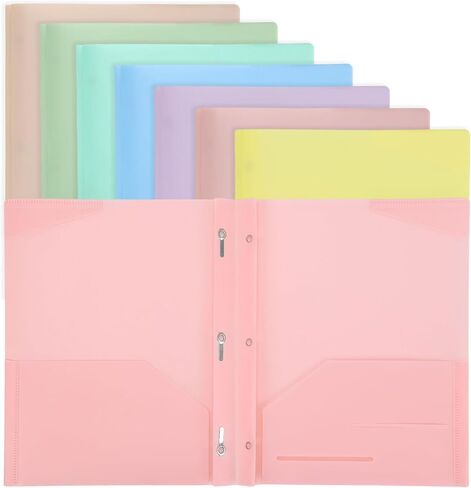 EOOUT 8pcs Plastic Folders with Prongs, Plastic File Folders with 2 Pockets and 3 Prongs, Heavy Duty Folders for Office and School, Letter Size in Saudi Arabia