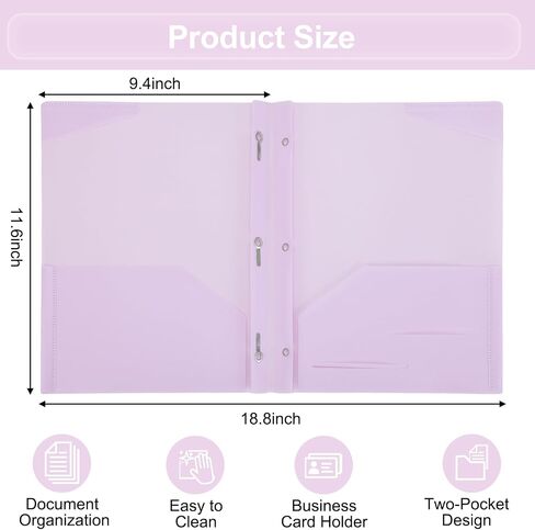 EOOUT 8pcs Plastic Folders with Prongs, Plastic File Folders with 2 Pockets and 3 Prongs, Heavy Duty Folders for Office and School, Letter Size in Saudi Arabia