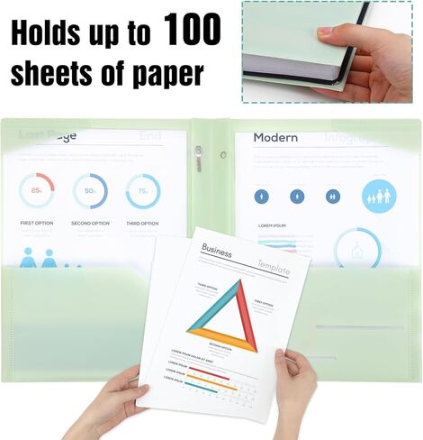 EOOUT 8pcs Plastic Folders with Prongs, Plastic File Folders with 2 Pockets and 3 Prongs, Heavy Duty Folders for Office and School, Letter Size in Saudi Arabia