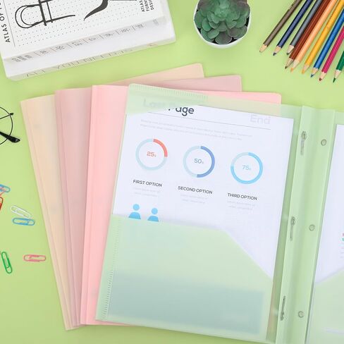 EOOUT 8pcs Plastic Folders with Prongs, Plastic File Folders with 2 Pockets and 3 Prongs, Heavy Duty Folders for Office and School, Letter Size in Saudi Arabia