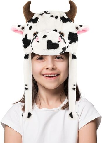 Funny Plush Animal Hat with Ear Flaps, Soft Fleece Hats Cute Cap for Kids Women Girls Cosplay Party in Saudi Arabia