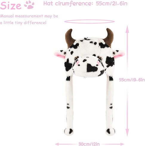 Funny Plush Animal Hat with Ear Flaps, Soft Fleece Hats Cute Cap for Kids Women Girls Cosplay Party in Saudi Arabia