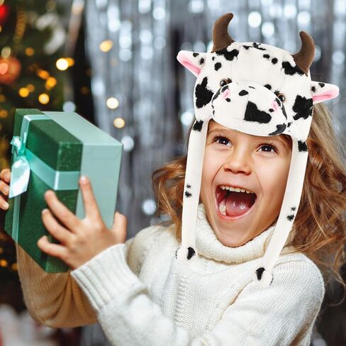 Funny Plush Animal Hat with Ear Flaps, Soft Fleece Hats Cute Cap for Kids Women Girls Cosplay Party in Saudi Arabia