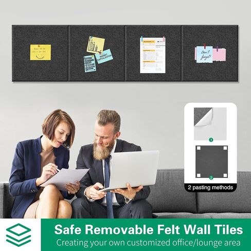 4 Pack Felt Cork Board Tiles, 12x12 Cork Bulletin Board Square Pin Board for Wall, 1/2" Thick Adhesive Cork Board for School, Home & Office, Grey Cork Sheet with Push Pin & Wood Clips in Saudi Arabia
