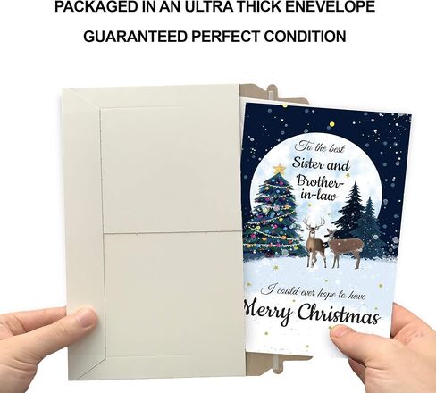 Prime Greetings Christmas Card Sister and Brother In Law (Husband), Made in America, Eco-Friendly, Thick Card Stock with Premium Envelope 5in x 7.75in, Packaged in Protective Mailer in Kuwait