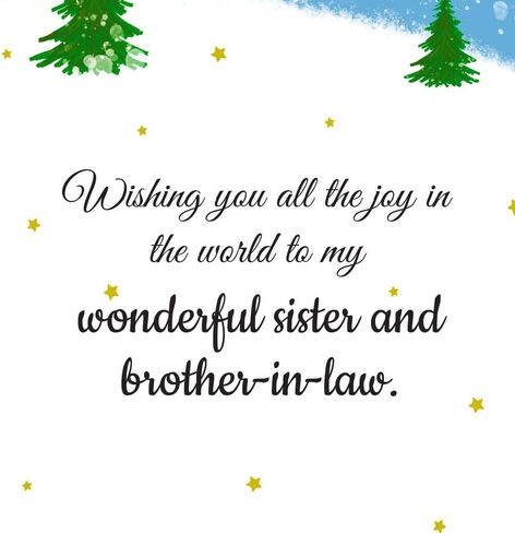 Prime Greetings Christmas Card Sister and Brother In Law (Husband), Made in America, Eco-Friendly, Thick Card Stock with Premium Envelope 5in x 7.75in, Packaged in Protective Mailer in Kuwait
