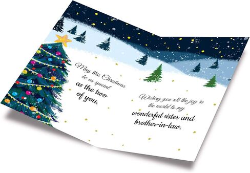 Prime Greetings Christmas Card Sister and Brother In Law (Husband), Made in America, Eco-Friendly, Thick Card Stock with Premium Envelope 5in x 7.75in, Packaged in Protective Mailer in Kuwait