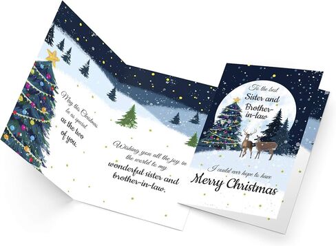 Prime Greetings Christmas Card Sister and Brother In Law (Husband), Made in America, Eco-Friendly, Thick Card Stock with Premium Envelope 5in x 7.75in, Packaged in Protective Mailer in Kuwait