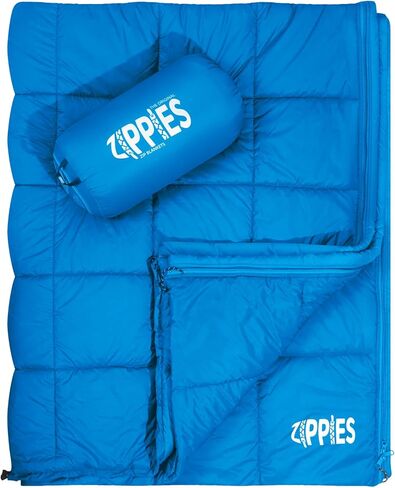 بطانيات تخييم منتفخة عازلة 3M من ZIPPIES للطقس البارد، لحاف تخييم دافئ وقابل للتعبئة مع سحاب، بطانية خارجية مقاومة للماء للأرجوحة والسفر والاستاد، باللون الأزرق الداكن in Kuwait
