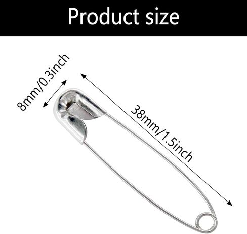 500Pcs 1.5Inch Safety Pins, 38mm Small Safety Pins Pin Bulk, Silver Rust-Resistant Sewing Safety Pins for Clothes, Nickel-Plated Steel in Kuwait