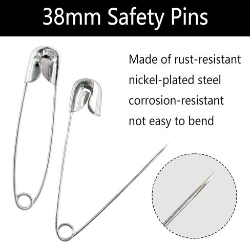 500Pcs 1.5Inch Safety Pins, 38mm Small Safety Pins Pin Bulk, Silver Rust-Resistant Sewing Safety Pins for Clothes, Nickel-Plated Steel in Kuwait