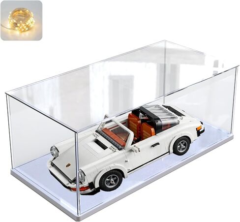 Thickened Clear Acrylic Display Case with Wood-Plastic Base for Lego 43230 75398 76989 21349 Figures Transparent Box Organizer Protection, Black Inside 9.8x9.8x15.7 inch in Kuwait