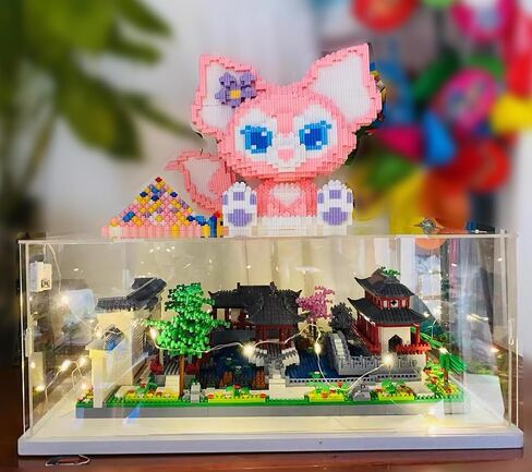 Thickened Clear Acrylic Display Case with Wood-Plastic Base for Lego 43230 75398 76989 21349 Figures Transparent Box Organizer Protection, Black Inside 9.8x9.8x15.7 inch in Kuwait