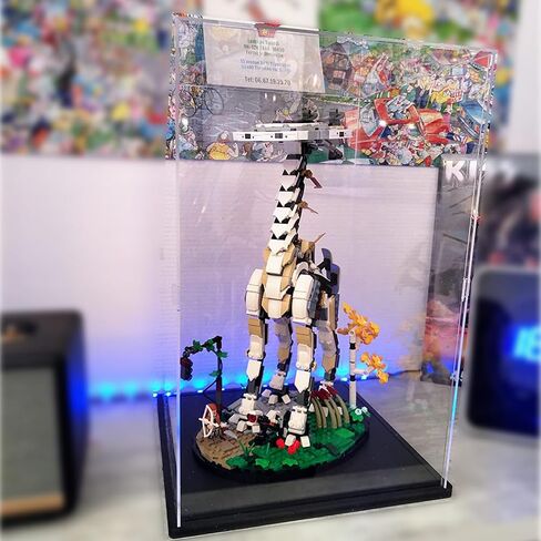 Thickened Clear Acrylic Display Case with Wood-Plastic Base for Lego 43230 75398 76989 21349 Figures Transparent Box Organizer Protection, Black Inside 9.8x9.8x15.7 inch in Kuwait