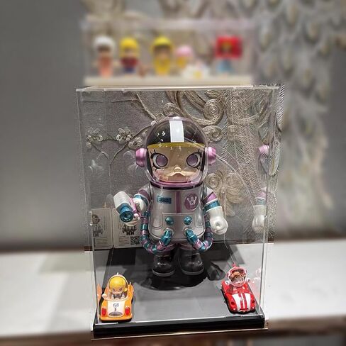 Thickened Clear Acrylic Display Case with Wood-Plastic Base for Lego 43230 75398 76989 21349 Figures Transparent Box Organizer Protection, Black Inside 9.8x9.8x15.7 inch in Kuwait