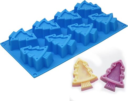 قالب صابون شجرة عيد الميلاد من X-Haibei، قالب سيليكون للتلوين، قالب مافن الشوكولاتة، صنع الجيلو، 2 أونصة، 8 تجاويف in Kuwait