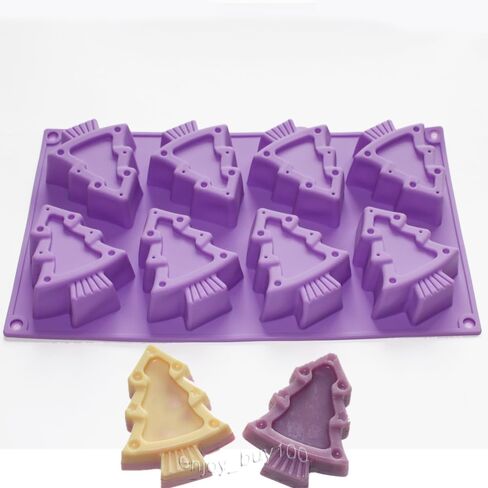 قالب صابون شجرة عيد الميلاد من X-Haibei، قالب سيليكون للتلوين، قالب مافن الشوكولاتة، صنع الجيلو، 2 أونصة، 8 تجاويف in Kuwait