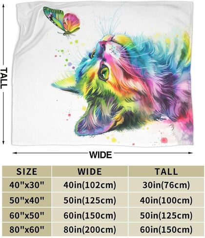 Cat Blanket Cat Gifts for ​cat Lover Girls Women Cute Kitten Throw Blanket Cozy Fleece Cat Butterfly Blanket for Kids Adults 60"X80" in Saudi Arabia