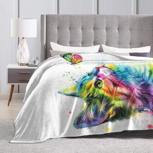 Cat Blanket Cat Gifts for ​cat Lover Girls Women Cute Kitten Throw Blanket Cozy Fleece Cat Butterfly Blanket for Kids Adults 60"X80" in Saudi Arabia