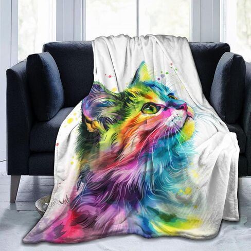 Cat Blanket Cat Gifts for ​cat Lover Girls Women Cute Kitten Throw Blanket Cozy Fleece Cat Butterfly Blanket for Kids Adults 60"X80" in Saudi Arabia