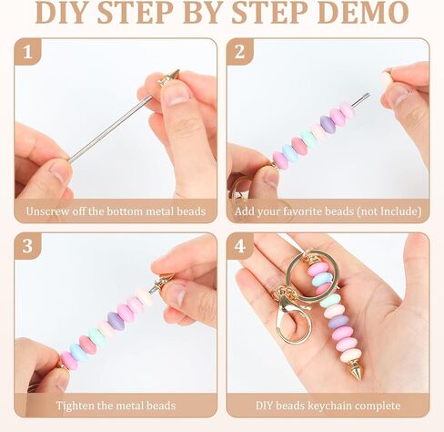 NICEWIN 24 Pcs Beadable Keychain Bar - Metal Bead Blank Keychain Charms Detachable Key Chain for Pendant DIY, Keychain Accessories Bulk for Keychain Maker Kit Supplies Jewelry Making Gift in Kuwait