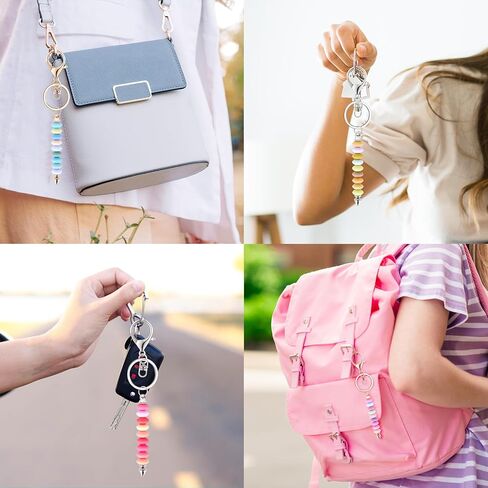 NICEWIN 24 Pcs Beadable Keychain Bar - Metal Bead Blank Keychain Charms Detachable Key Chain for Pendant DIY, Keychain Accessories Bulk for Keychain Maker Kit Supplies Jewelry Making Gift in Kuwait