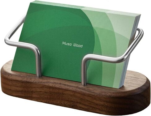 muso wood Business Card Holder for Desk, Wooden Creative Business Card Display for Desk, Wood Business Card Stand for Office, Tabletop (Walnut 1pack) in Saudi Arabia