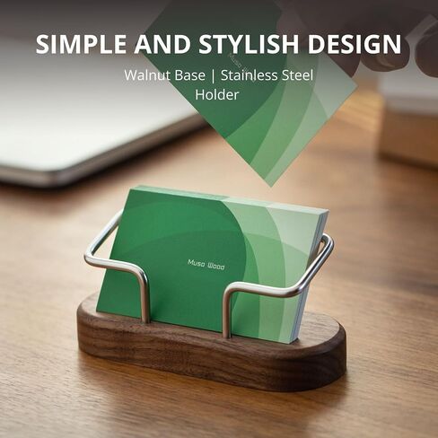 muso wood Business Card Holder for Desk, Wooden Creative Business Card Display for Desk, Wood Business Card Stand for Office, Tabletop (Walnut 1pack) in Saudi Arabia