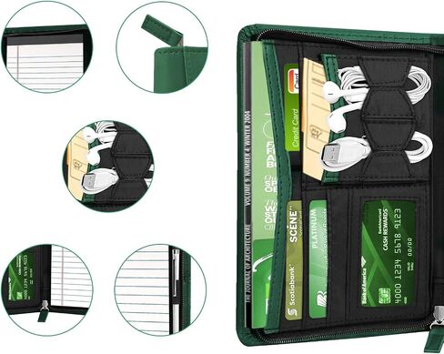 Junior Padfolio Portfolio with 5 x 8 Writing Pad, A5 Business Portfolio Binder Folder Organizer Multi-Function Combination Case for Women, Green in Kuwait