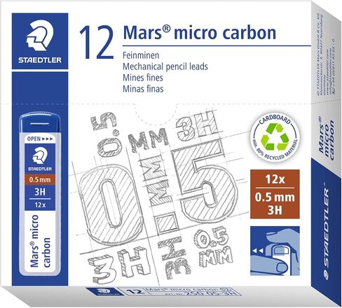 STAEDTLER Mars Micro Carbon Mechanical Pencil Refills, Tube of 12 0.5mm B Fine Point Graphite Leads, 250 05-B in Saudi Arabia