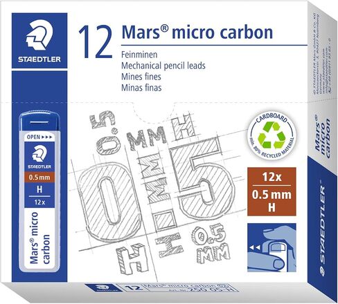 STAEDTLER Mars Micro Carbon Mechanical Pencil Refills, Tube of 12 0.5mm B Fine Point Graphite Leads, 250 05-B in Saudi Arabia