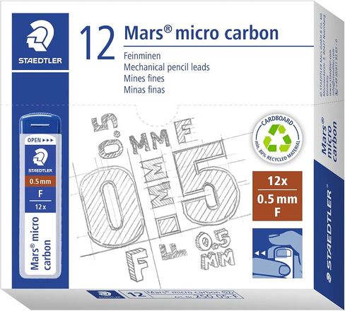 STAEDTLER Mars Micro Carbon Mechanical Pencil Refills, Tube of 12 0.5mm B Fine Point Graphite Leads, 250 05-B in Saudi Arabia