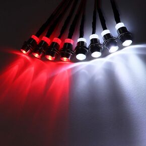 8Leds LED Light Headlights Taillight Kit Accessories Lights Compatible with traxxas HSP RC4WD Tamiya Redcat Axial SCX10 RC Car Crawler Truck Tank,5mm(4 White + 4 Red)