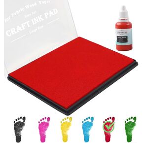5"x4'' Large Ink Pad Washable Stamp Ink Pad for Baby Footprint Handprint with 30ml Premium Refill Ink (Black)