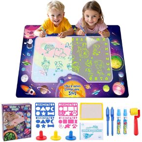 Water Doodle Mat with Luminous,Magic Doodle Mat 38.2×30.5 Inch,Drawing Toys for Boys and Girls Aged 3, 4, 5, 6, 7 Years Old-Large