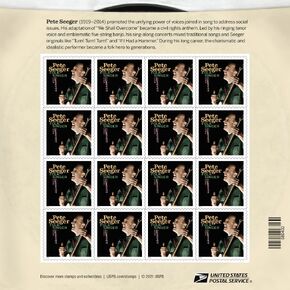 Pete Seeger, Folk Singer (Sheet of 16) First-Class Mail Forever Postage Stamps 2022 Scott 5708