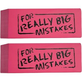 Jumbo Big Mistake Wedge Eraser, 5.5 inches Long, Pencil Eraser, Giant Pencil Rubber, Gag Gift - One Per Order (1 Pack)., Pink